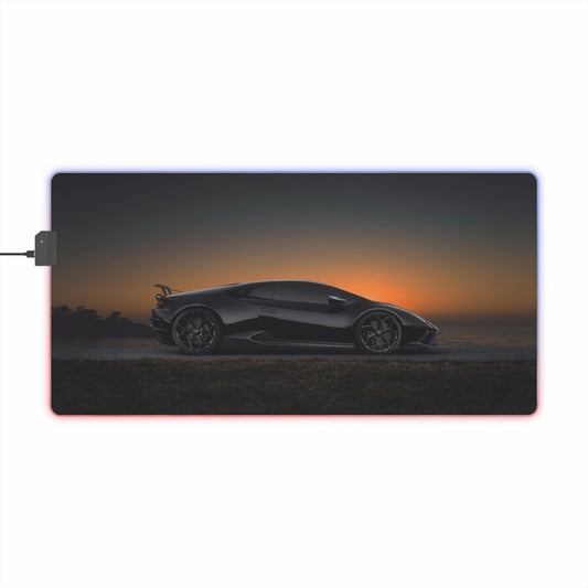 LED Gaming Mouse Pad — "Lamborghini huracan evo" Super Car Sunset RGB Desk Mat