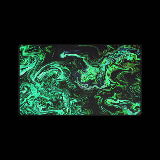Green Marble Swirl Desk Mat — Large Gaming & Office Mouse Pad