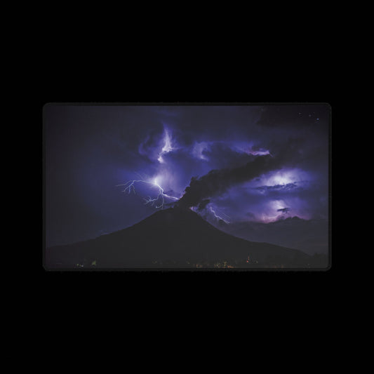 Volcanic Lightning Desk Mat — Large Gaming setup