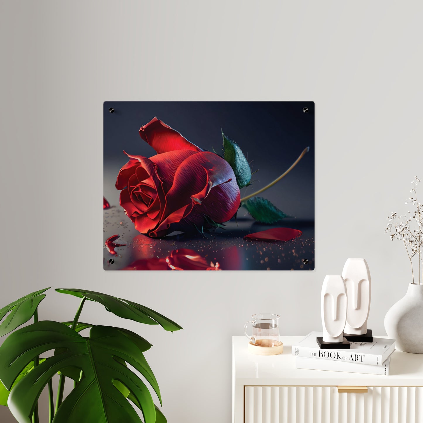 Red Rose Acrylic Wall Art Panel — Romantic Floral Decor for Home & Valentine's Day perfect valentines day gift for Her