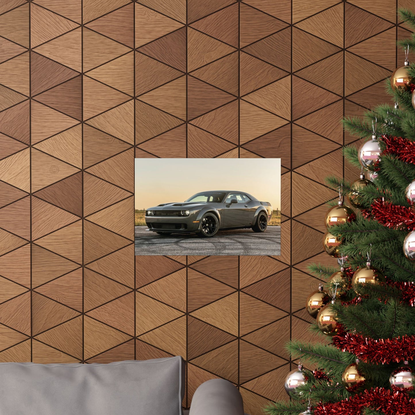 Dodge challenger hellcat Poster "grey" — Matte Horizontal Dodge Challenger Wall Art