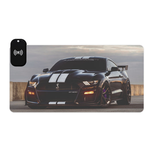 LED Wireless Charging Gaming Mouse Pad —Ford Mustang Shelby GT500- Race Car Design