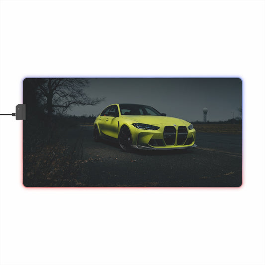 LED Gaming Mouse Pad — Neon Yellow BMW M3 comp