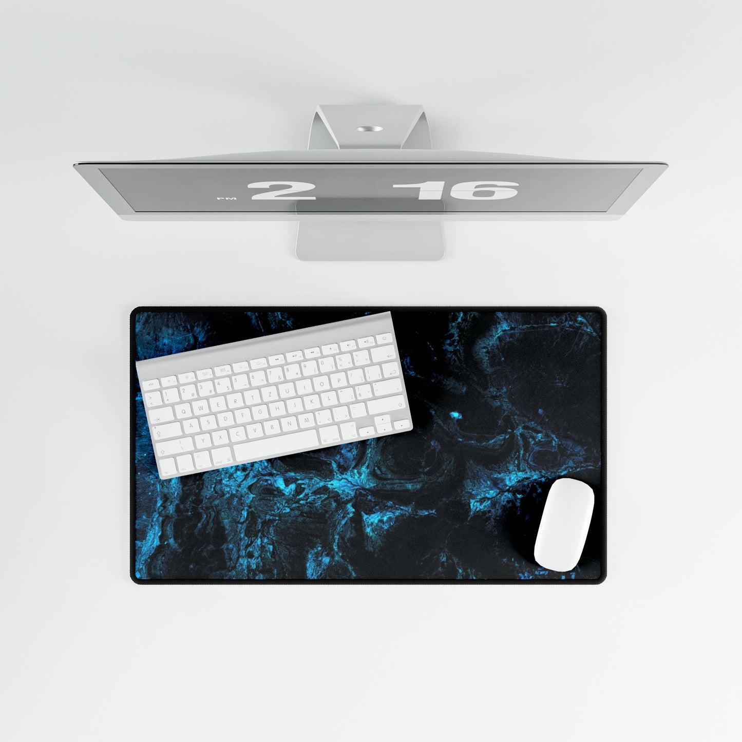 Black and Blue liquid desk mat