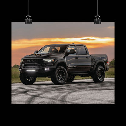 2021 Hennessey mammoth trx Poster — Black Off‑Road Truck at Sunset