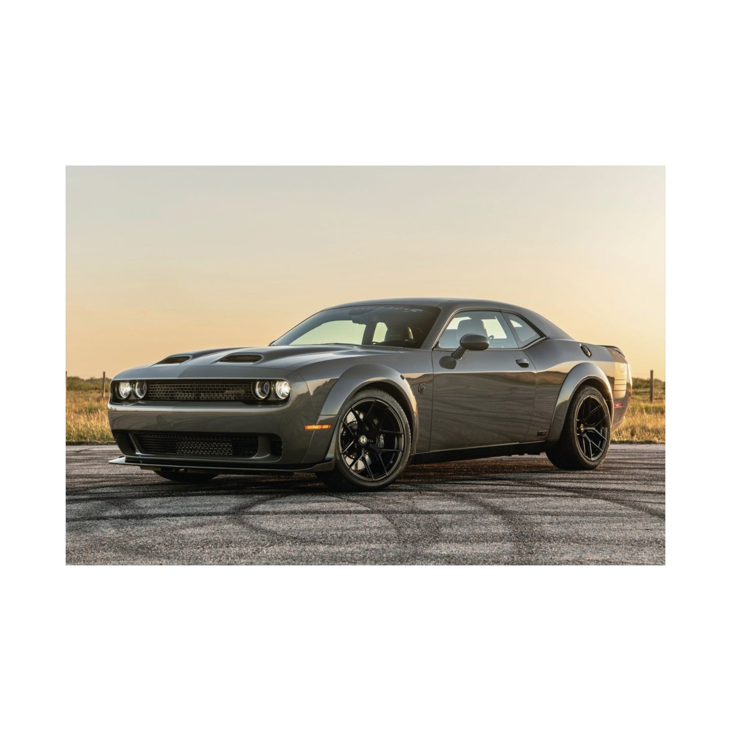 Dodge challenger hellcat Poster "grey" — Matte Horizontal Dodge Challenger Wall Art