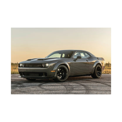 Dodge challenger hellcat Poster "grey" — Matte Horizontal Dodge Challenger Wall Art