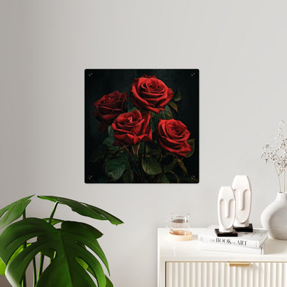 Red Rose Acrylic Wall Art Panel – Romantic Floral Decor for Home, Bedroom & Valentine’s Day