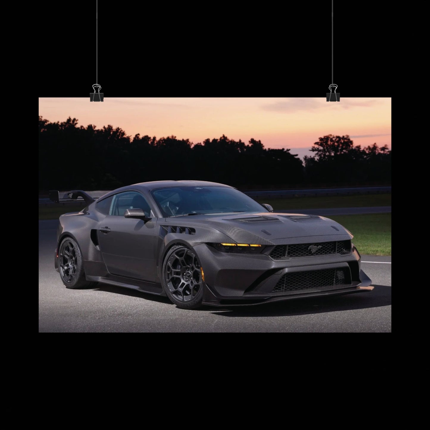2024 ford mustang GTD Poster — carbon fiber Mustang Sports Car Sunset Print
