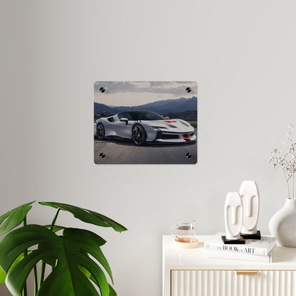 Ferrari sf90 Acrylic Wall Art Panel – High-Gloss Supercar Print for Garage, Man Cave, or Office