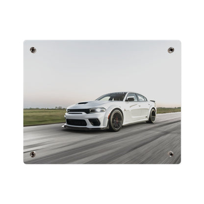 Acrylic Wall Art Panel — White Hellcat charger widebody