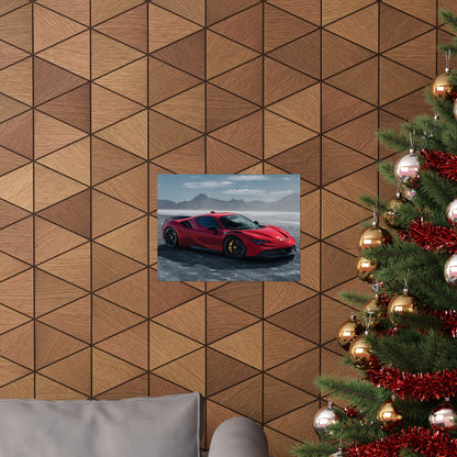 Red Ferrari SF90 Matte Poster — Horizontal Automotive Wall Art