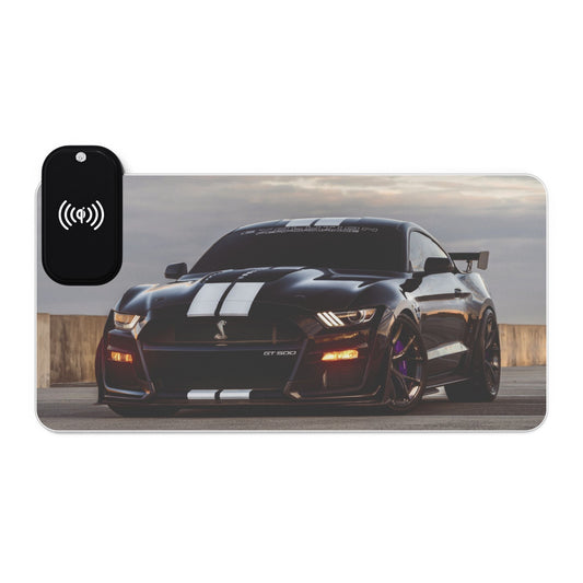 LED Wireless Charging Gaming Mouse Pad —Ford Mustang Shelby GT500- Race Car Design