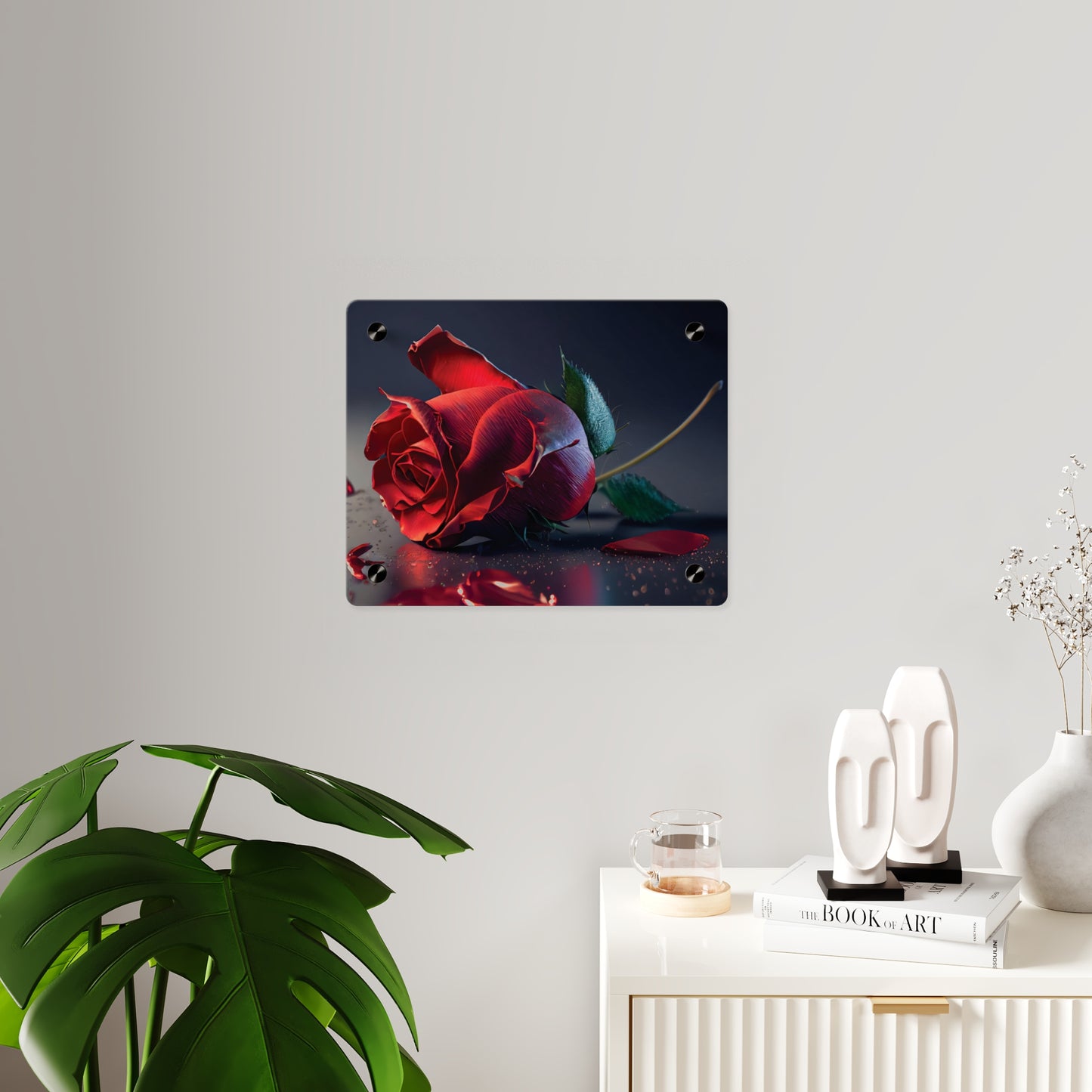 Red Rose Acrylic Wall Art Panel — Romantic Floral Decor for Home & Valentine's Day perfect valentines day gift for Her