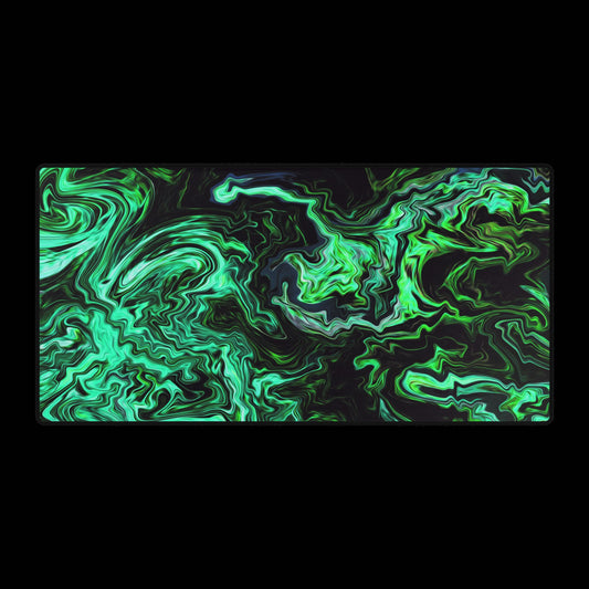 Green Marble Swirl Desk Mat — Large Gaming & Office Mouse Pad