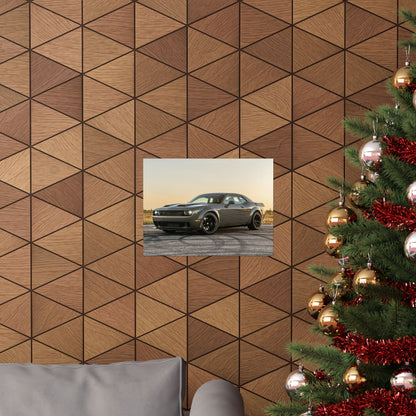 Dodge challenger hellcat Poster "grey" — Matte Horizontal Dodge Challenger Wall Art