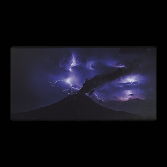 Volcanic Lightning Desk Mat — Large Gaming setup