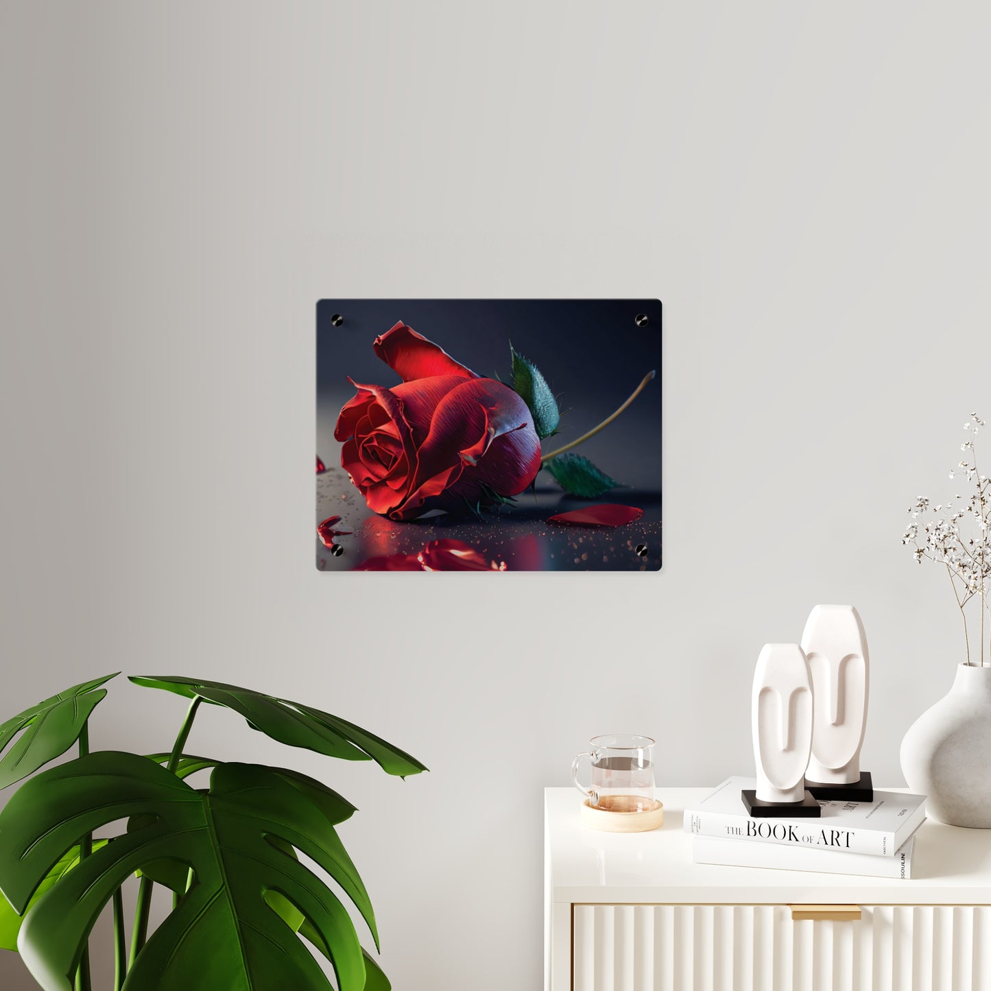 Red Rose Acrylic Wall Art Panel — Romantic Floral Decor for Home & Valentine's Day perfect valentines day gift for Her