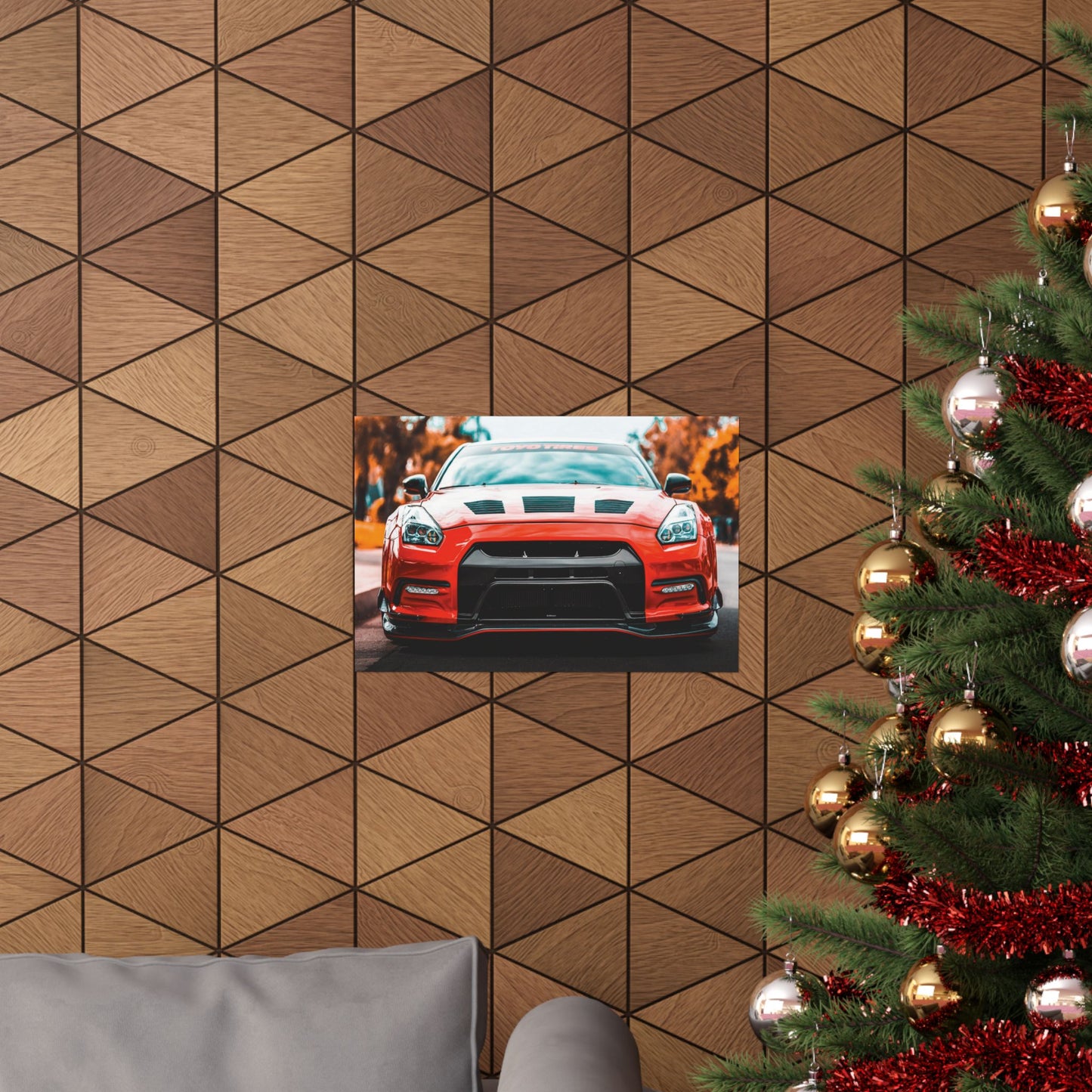 Red R35 skyline gtr sports car Matte Horizontal Poster — Automotive Wall Art for Car Enthusiasts