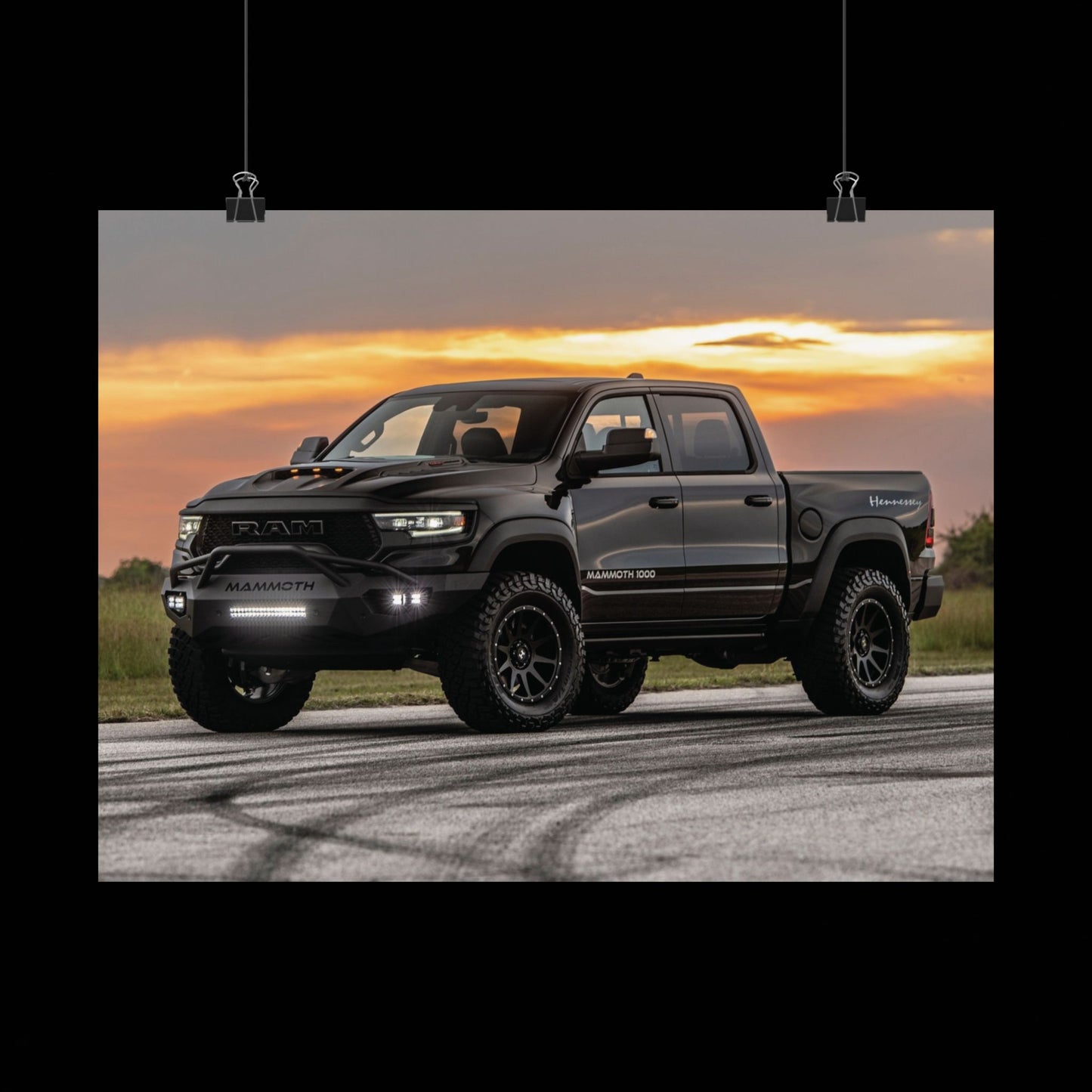 2021 Hennessey mammoth trx Poster — Black Off‑Road Truck at Sunset