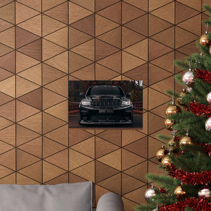black Matte Poster "Jeep Cherokee srt trackhawk" — Black Muscle car SUV Front View (Horizontal)