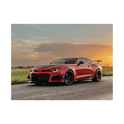Red chevy camaro zl1 1le muscle car Matte Poster — Horizontal Automotive Wall Art