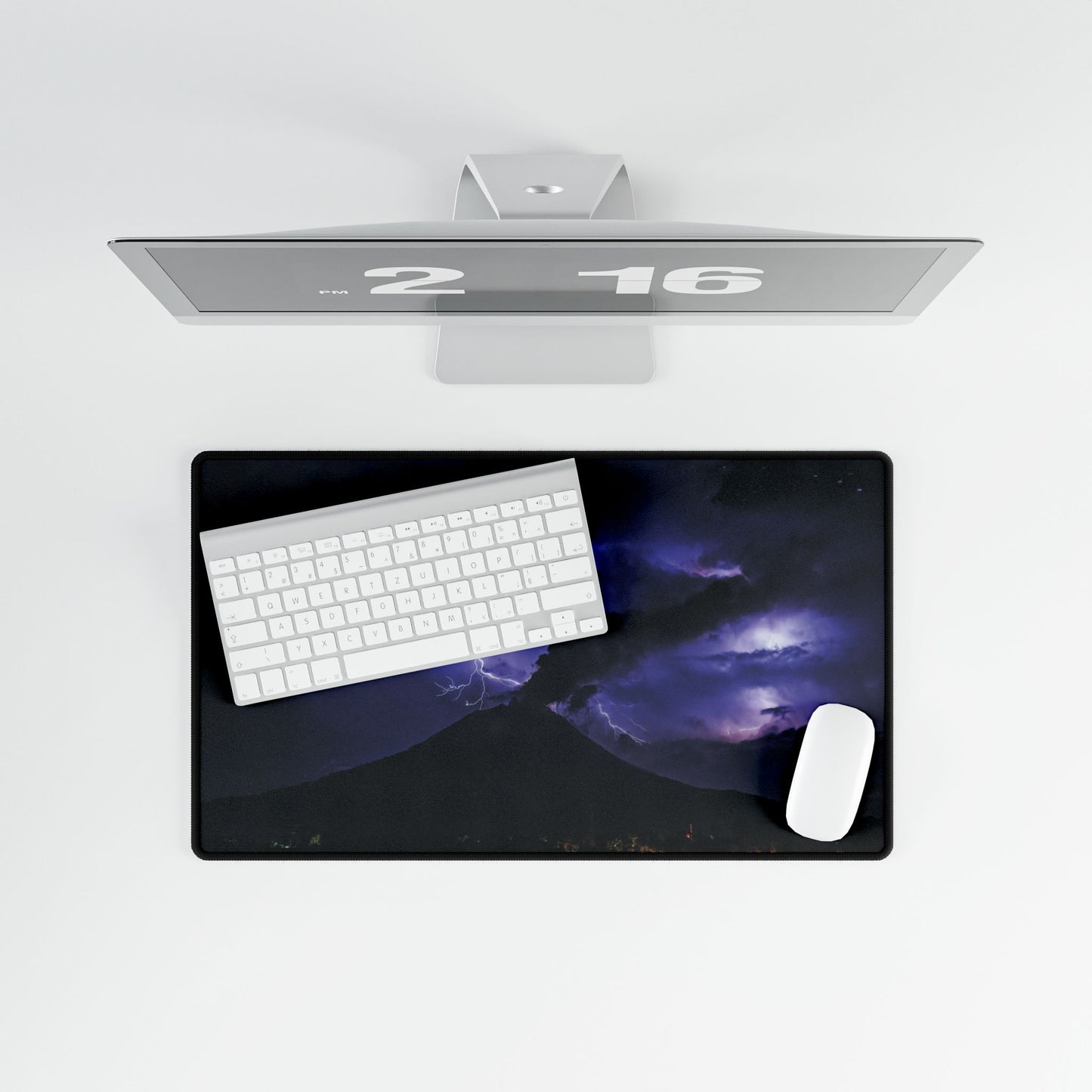 Volcanic Lightning Desk Mat — Large Gaming setup