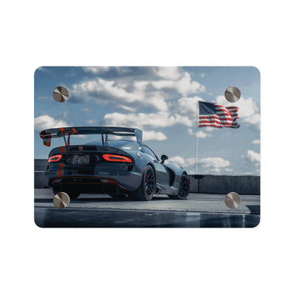 Dodge Viper ACR Acrylic Wall Art — Sports Car with American Flag backround