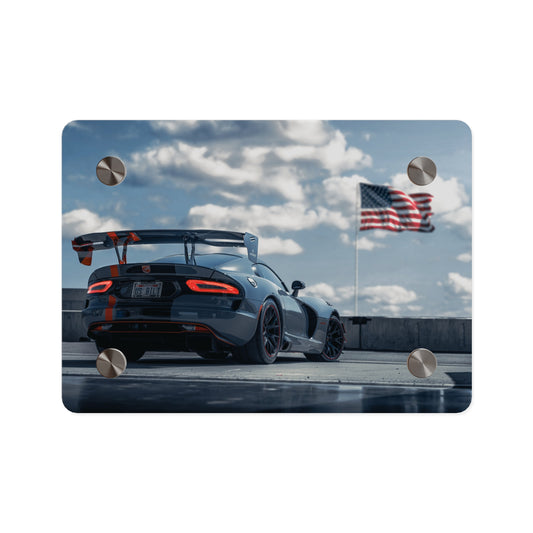 Dodge Viper ACR Acrylic Wall Art — Sports Car with American Flag backround