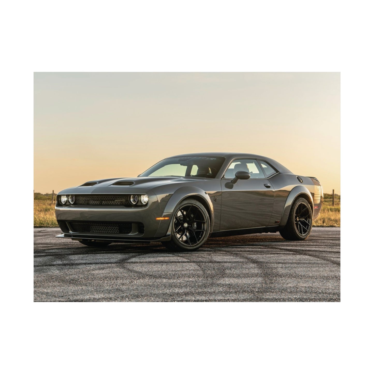 Dodge challenger hellcat Poster "grey" — Matte Horizontal Dodge Challenger Wall Art