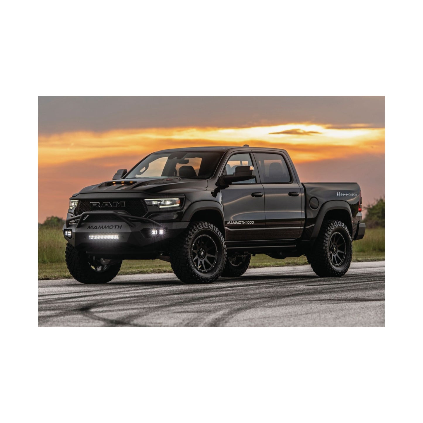2021 Hennessey mammoth trx Poster — Black Off‑Road Truck at Sunset