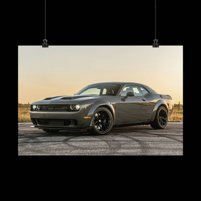 Dodge challenger hellcat Poster "grey" — Matte Horizontal Dodge Challenger Wall Art