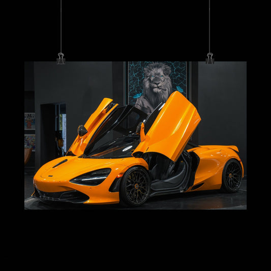 2020 Mclaren 720s Matte Poster — Orange supercar design perfect poster for car enthuseists