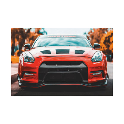 Red R35 skyline gtr sports car Matte Horizontal Poster — Automotive Wall Art for Car Enthusiasts