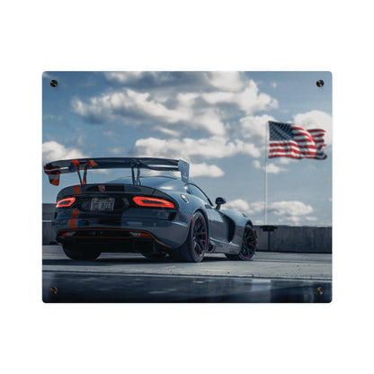 Dodge Viper ACR Acrylic Wall Art — Sports Car with American Flag backround
