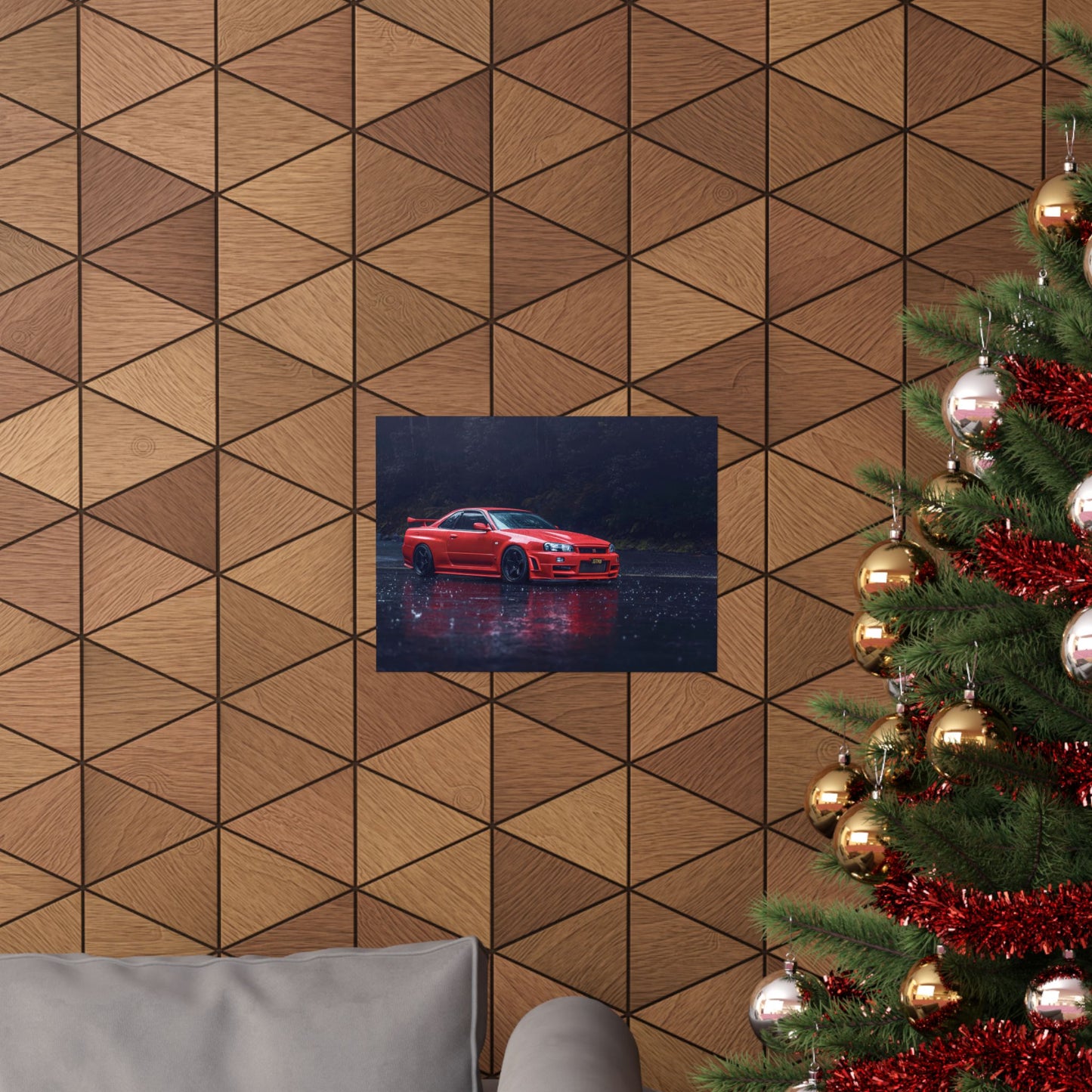 Red Nissan Skyline R34 Poster – Matte Horizontal Car Wall Art