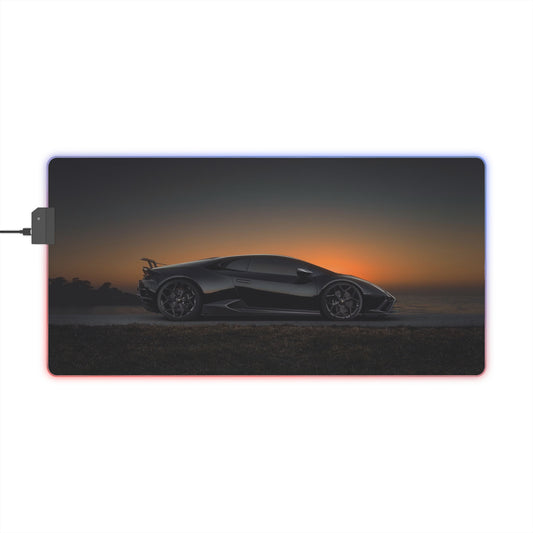LED Gaming Mouse Pad — "Lamborghini huracan evo"  Super Car Sunset RGB Desk Mat