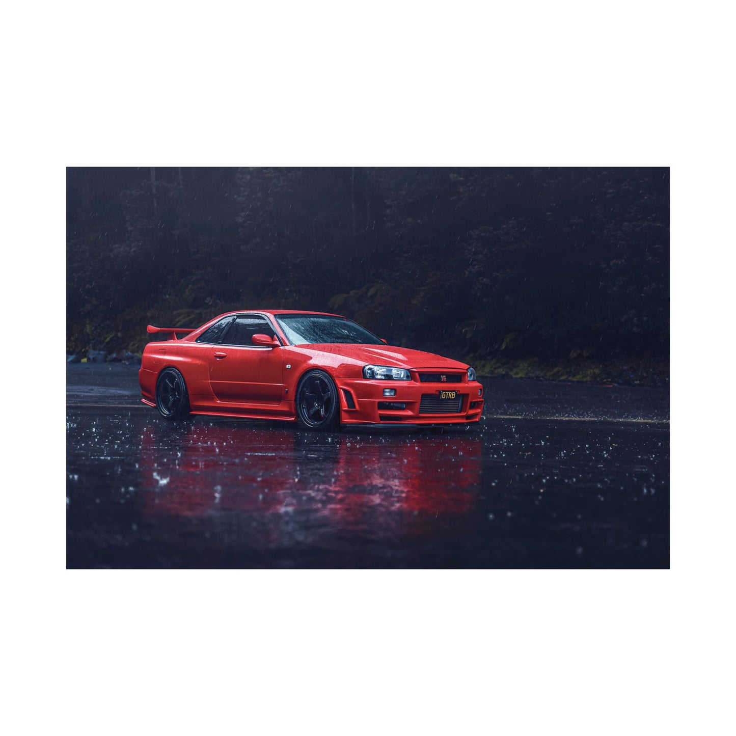 Red Nissan Skyline R34 Poster – Matte Horizontal Car Wall Art