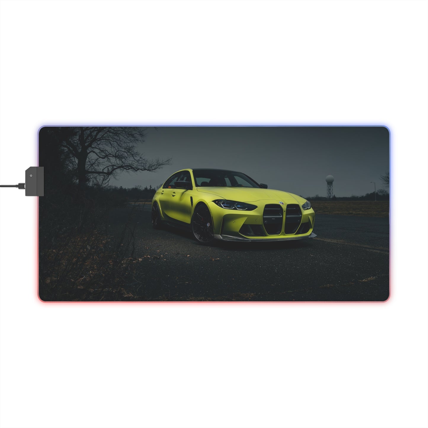 LED Gaming Mouse Pad — Neon Yellow BMW M3 comp