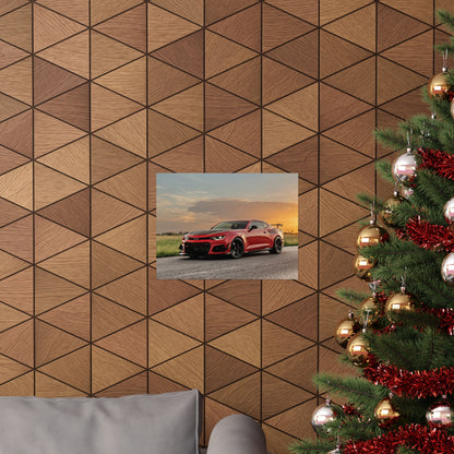 Red chevy camaro zl1 1le muscle car Matte Poster — Horizontal Automotive Wall Art
