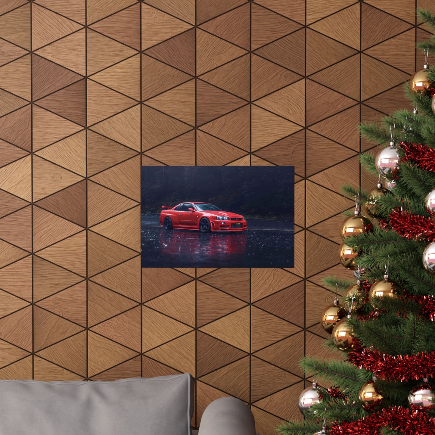 Red Nissan Skyline R34 Poster – Matte Horizontal Car Wall Art