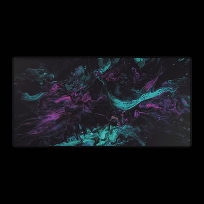 Neon Galaxy Desk Mat — Abstract Teal & Purple Gaming Mouse Pad