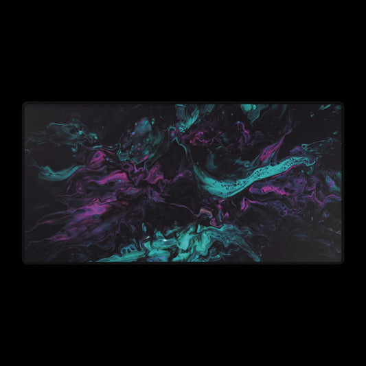 Neon Galaxy Desk Mat — Abstract Teal & Purple Gaming Mouse Pad