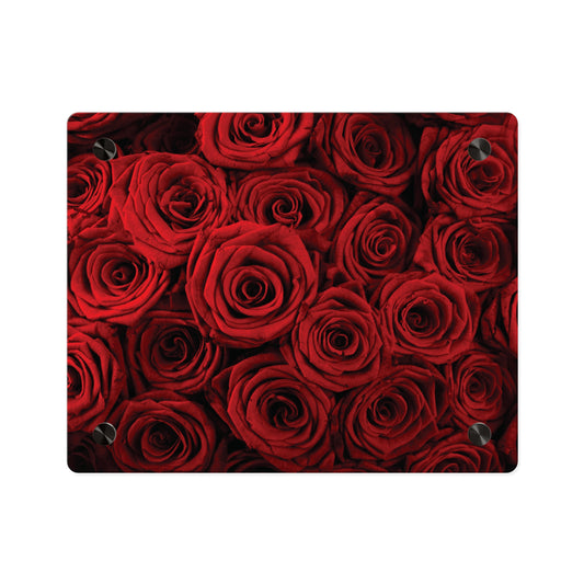 Acrylic Wall Art - Red Rose Close-Up Panel, Romantic Floral Decor for Valentine’s Day & Home Accent