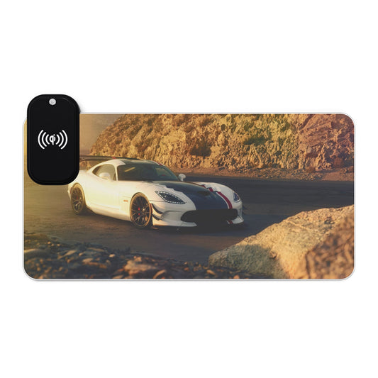 LED Wireless Charging Gaming Mouse Pad "DODGE VIPER ACR" Themed — Sports Car RGB Desk Mat