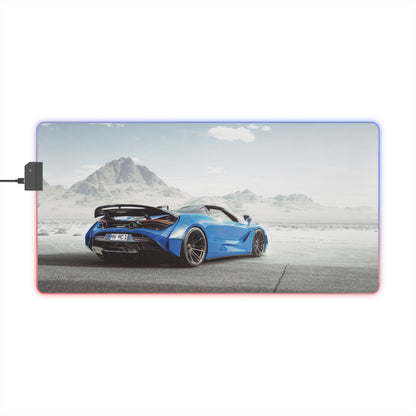 Custom Mclaren 720s LED Gaming Mouse Pad — RGB Illuminated Oversized Desk Mat with desert backround