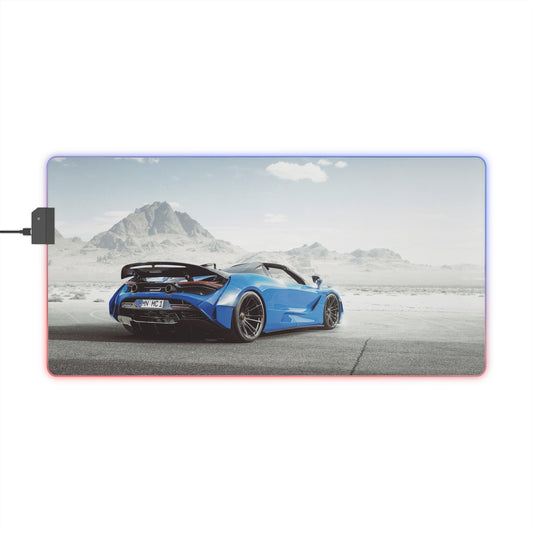 Custom Mclaren 720s LED Gaming Mouse Pad — RGB Illuminated Oversized Desk Mat with desert backround