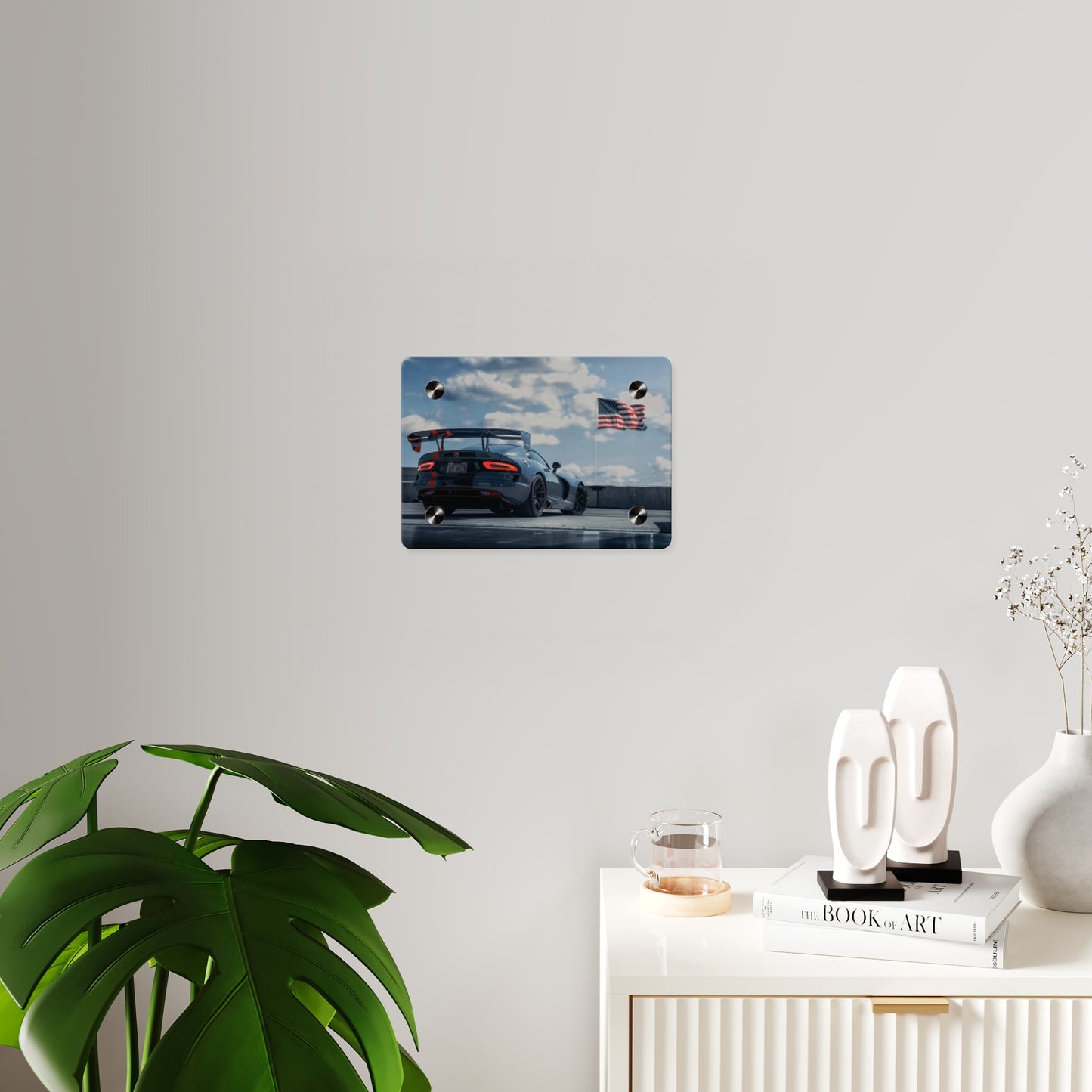 Dodge Viper ACR Acrylic Wall Art — Sports Car with American Flag backround