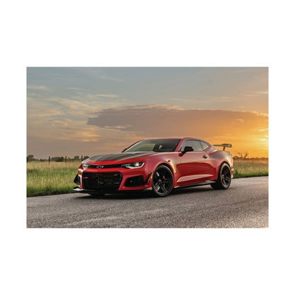 Red chevy camaro zl1 1le muscle car Matte Poster — Horizontal Automotive Wall Art