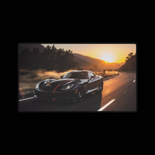 Sports Car Sunset Desk Mat "DODGE VIPER ACR 2016" — Racing Car Mouse Pad for Gamers & Car Enthusiasts